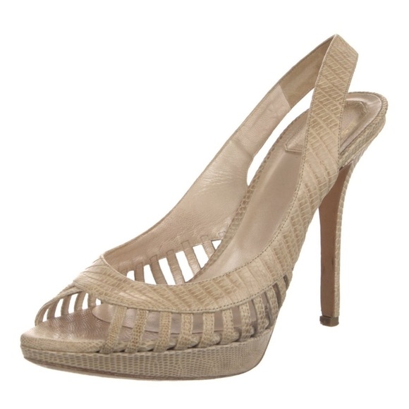 Christian Dior Whisper Snake Embossed Leather Cutout Slingback Platform Pumps 40 - Picture 1 of 12